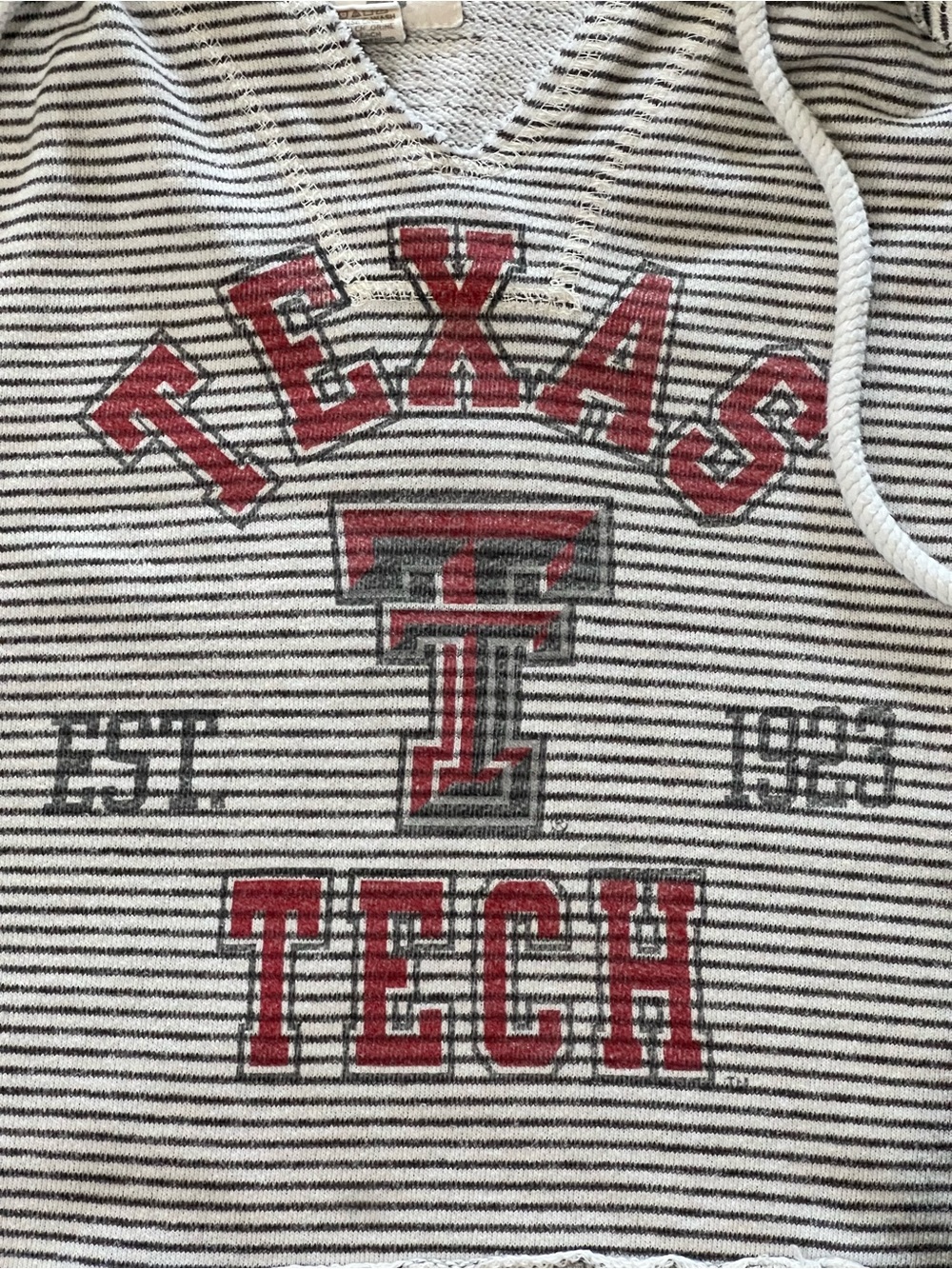 Texas Tech College Blue 84 Striped Terry Cloth Hoodie Women’s Large
